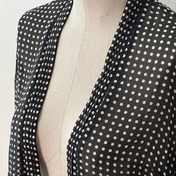 Polka Dot Sheer Overshirt with Pleated Lapel - Picture 3 of 5